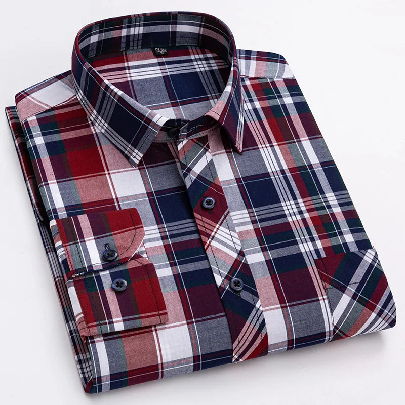 Pure 100% Cotton Plaid Shirts for Men