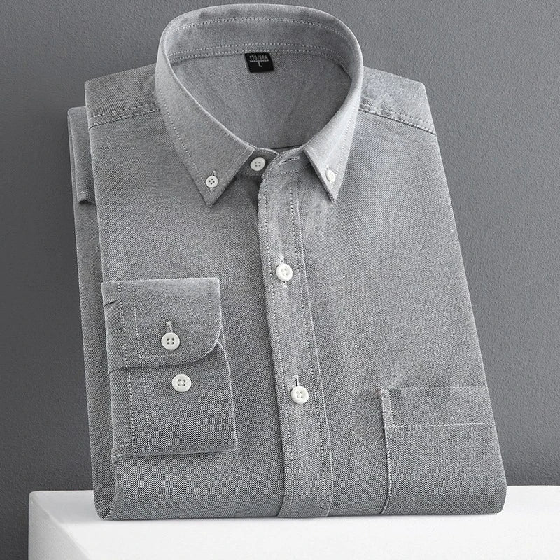 100% Pure Cotton Men's Long Sleeve Oxford Spinning Shirt