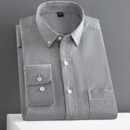 100% Pure Cotton Men's Long Sleeve Oxford Spinning Shirt