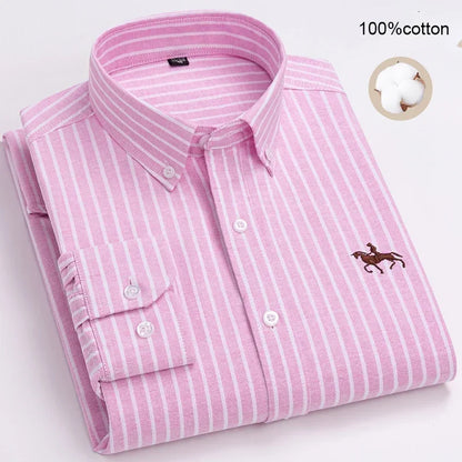 Large Size Full Men's Shirts 100% Pure Cotton Oxford Business Casual Shirt
