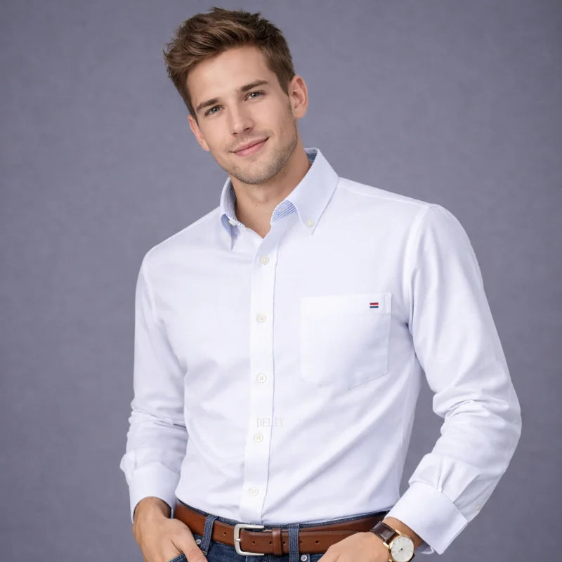 Men's 100% Cotton Smart Casual Shirt Long Sleeve
