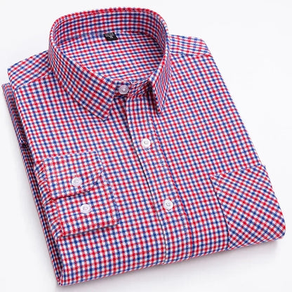 Men's 100% Cotton Flannel Plaid Shirt Long Sleeve