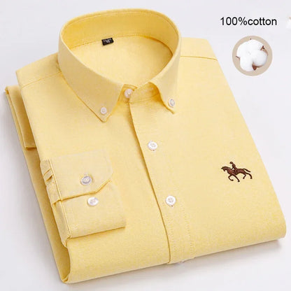 Large Size Full Men's Shirts 100% Pure Cotton Oxford Business Casual Shirt