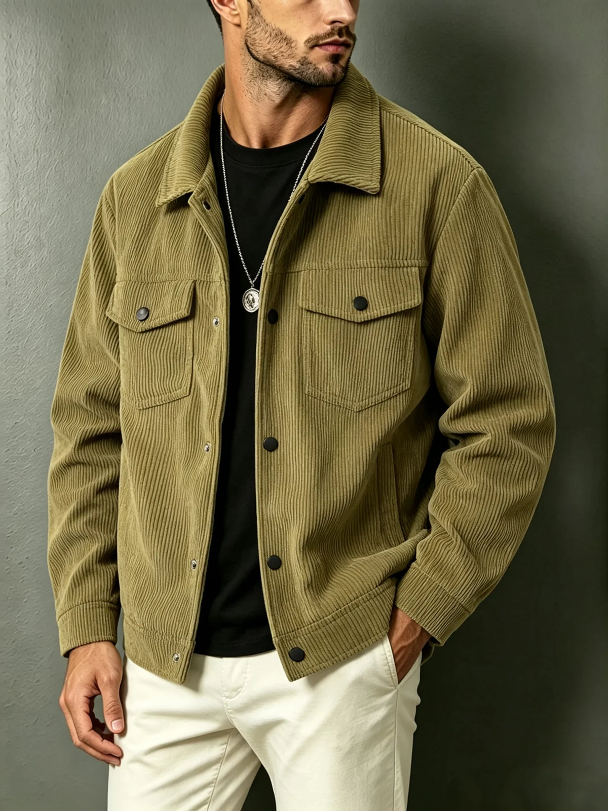Herren-Cord-Truckerjacke