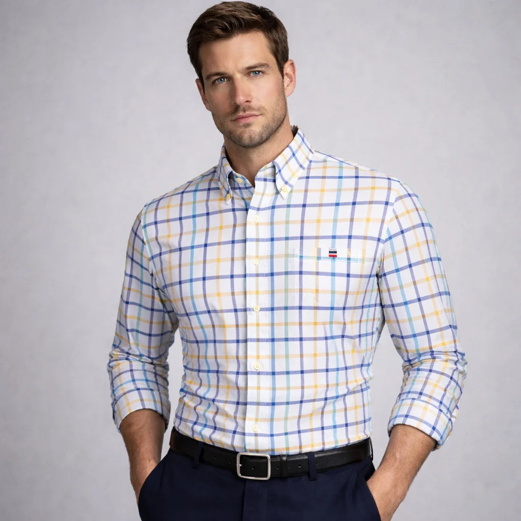 100% Pure Cotton Oxford Shirts for Men Long Sleeve