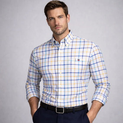 100% Pure Cotton Oxford Shirts for Men Long Sleeve