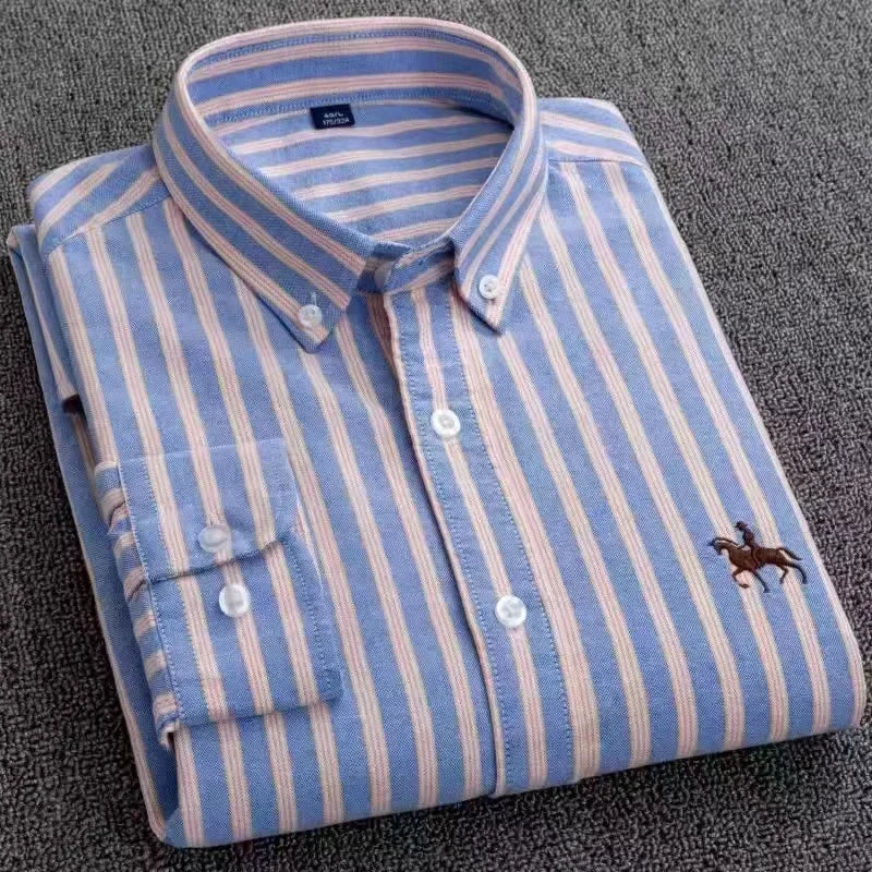 Large Size Full Men's Shirts 100% Pure Cotton Oxford Business Casual Shirt