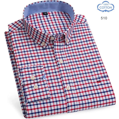 100% Pure Cotton Oxford Shirts for Men Long Sleeve