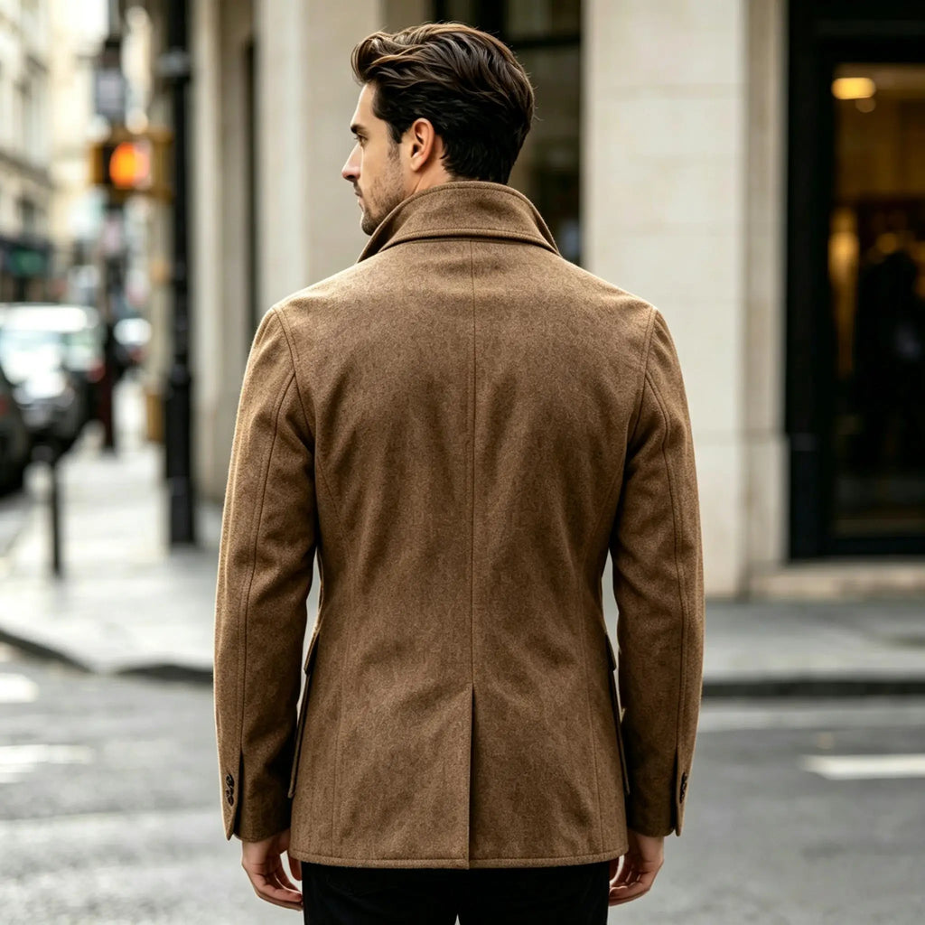 Men Woolen Blend Jacket Multi Flap Pockets Single Breasted Turn Down Collar Casual Outdoor Business Streetwear Outerwear
