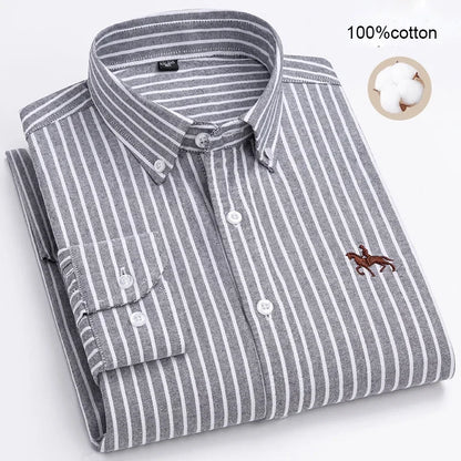 Large Size Full Men's Shirts 100% Pure Cotton Oxford Business Casual Shirt