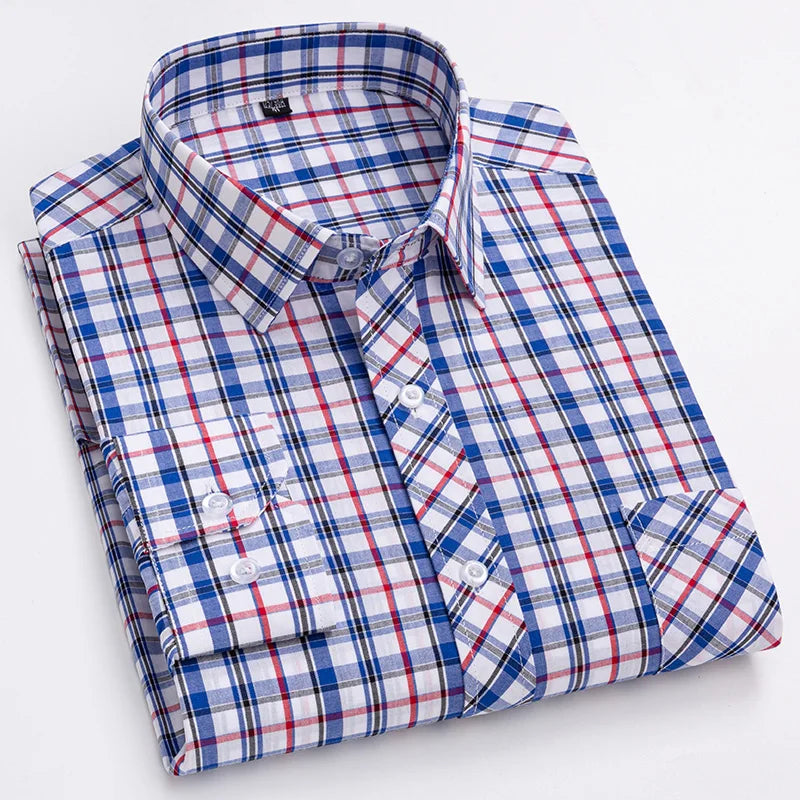 Pure 100% Cotton Plaid Shirts for Men