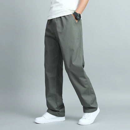 Big Size Men's Casual Cotton Trousers Loose Fit Straight Pants