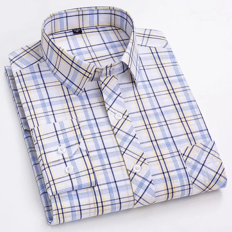 Pure 100% Cotton Plaid Shirts for Men