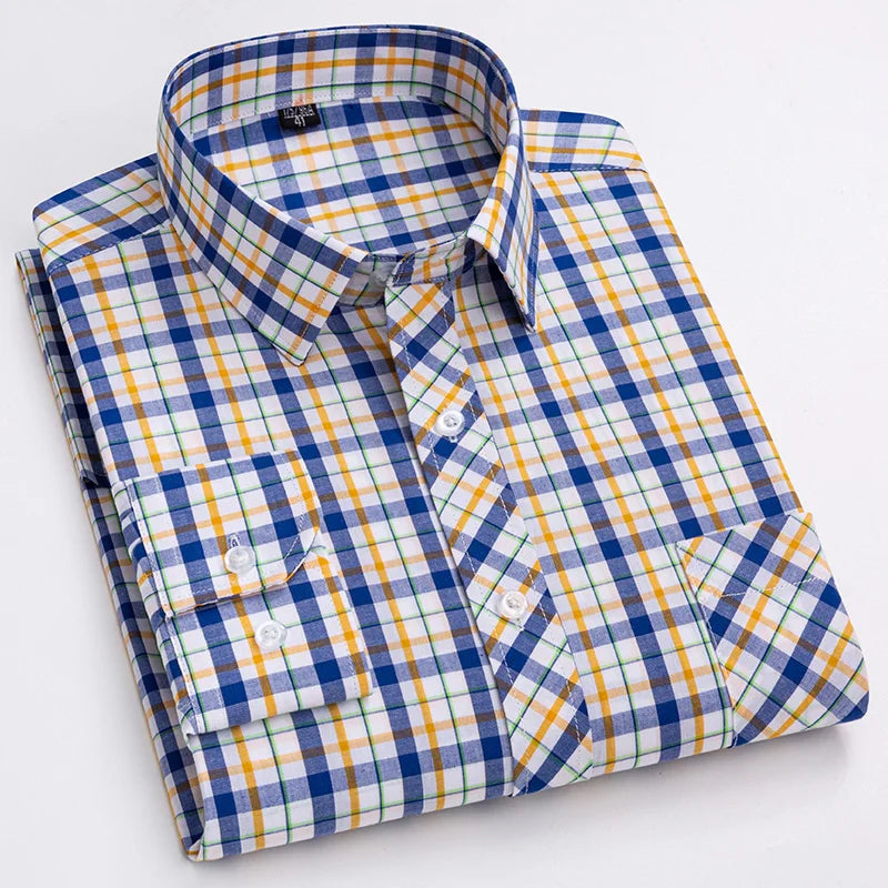 Pure 100% Cotton Plaid Shirts for Men
