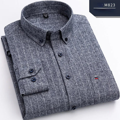Men's 100% Cotton Flannel Plaid Shirt Long Sleeve