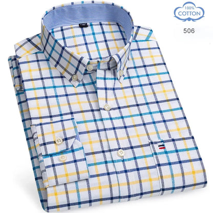 100% Pure Cotton Oxford Shirts for Men Long Sleeve