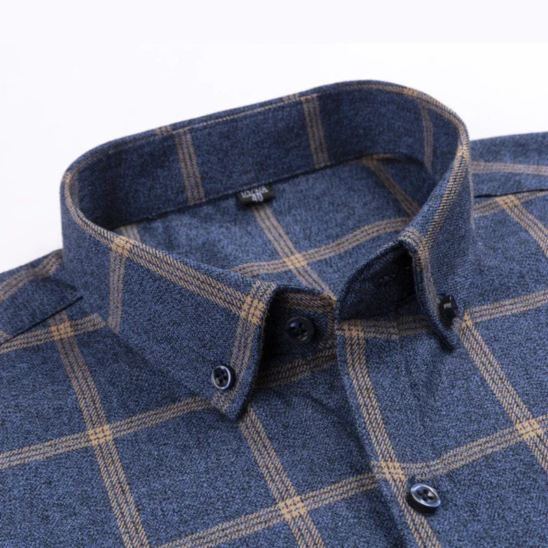 Men's 100% Cotton Flannel Plaid Shirt Long Sleeve