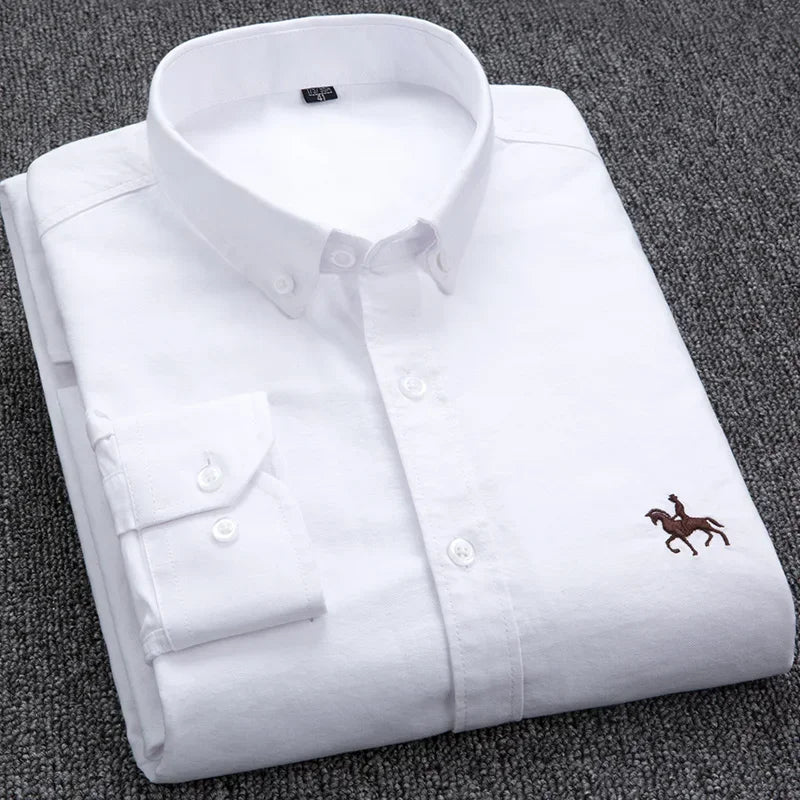Large Size Full Men's Shirts 100% Pure Cotton Oxford Business Casual Shirt