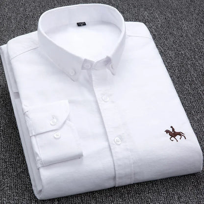 Large Size Full Men's Shirts 100% Pure Cotton Oxford Business Casual Shirt