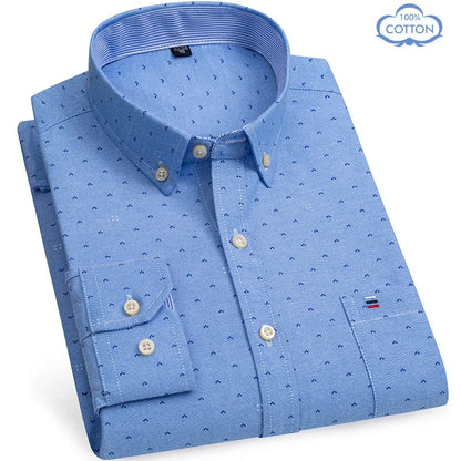 100% Pure Cotton Oxford Shirts for Men Long Sleeve